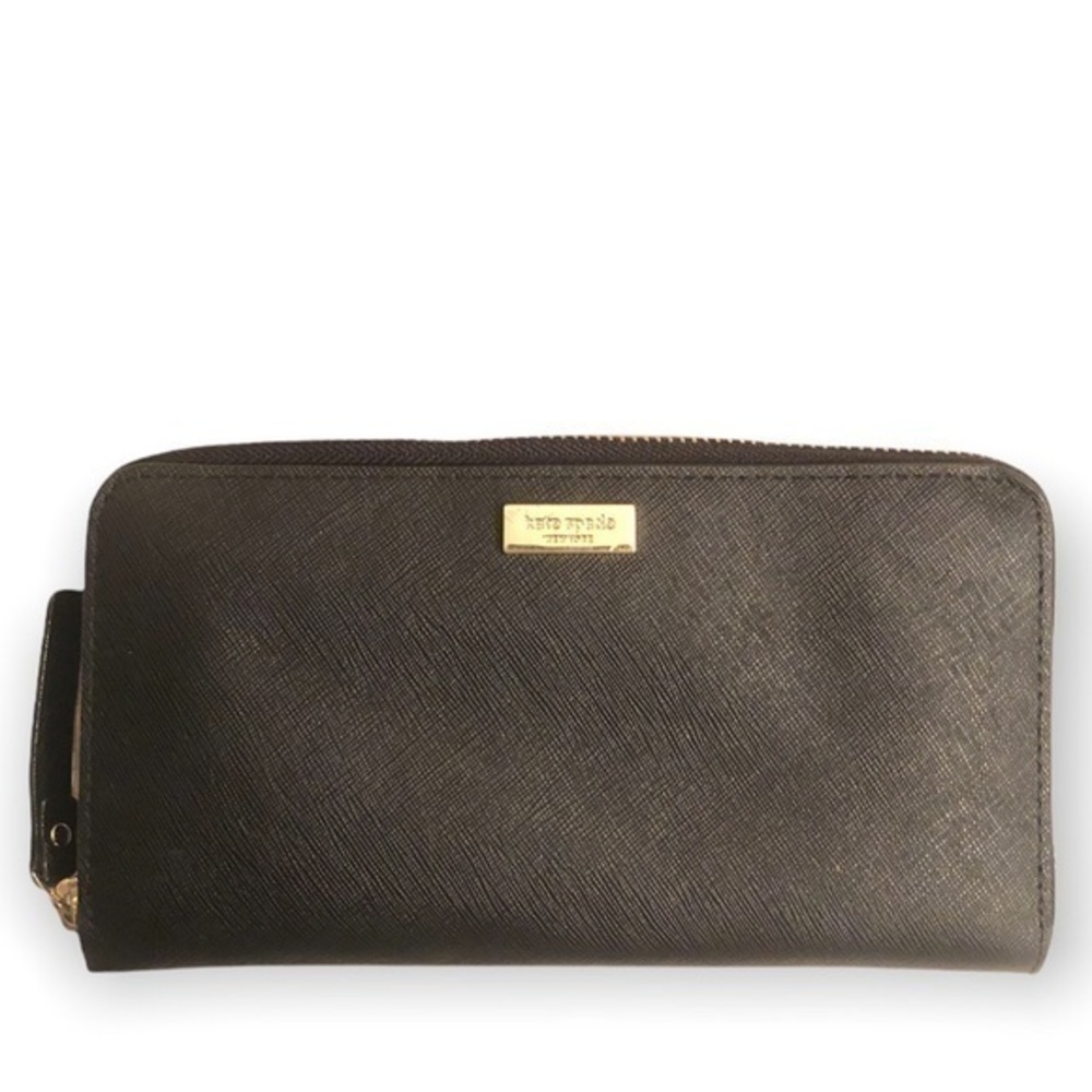 Kate spade black continental zipper clutch wallet